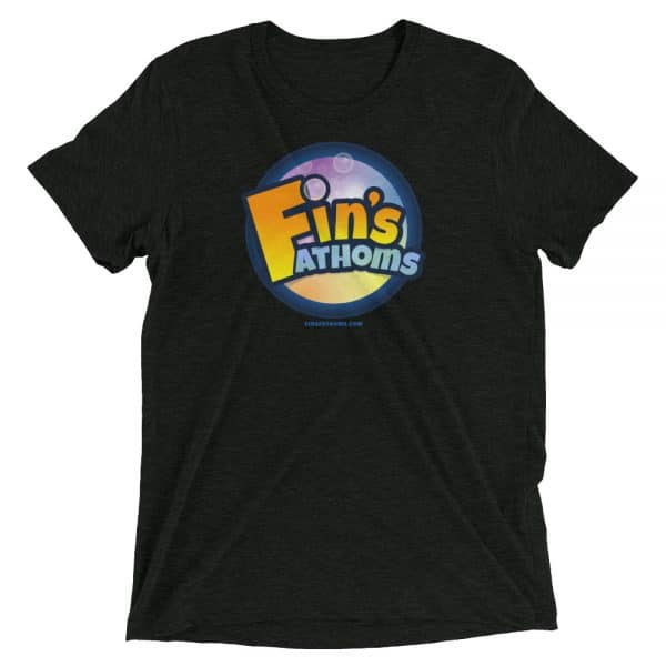 Fin's Fathoms video game t-shirt (Charcoal Gray).